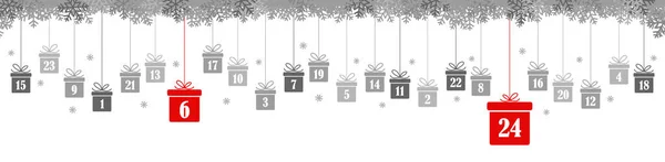 Appeso Natale Presenta Colorato Grigio Con Numeri Mostrando Calendario Dell — Vettoriale Stock