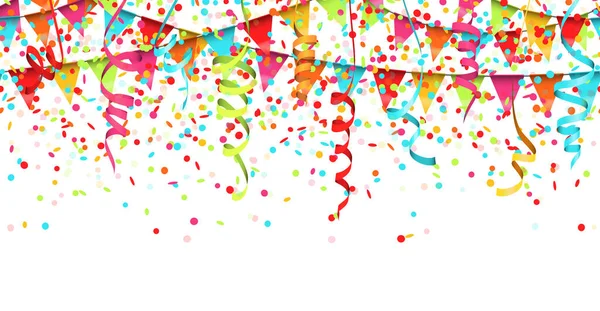 Vector Illustratie Van Naadloze Gekleurde Confetti Slingers Slingers Witte Achtergrond — Stockvector