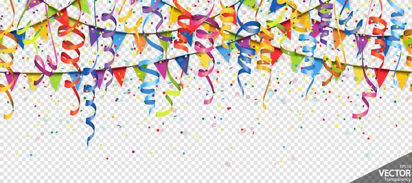 Illustration Seamless Colored Confetti Garlands Streamers Background Party Carnival Usage — Stock Vector