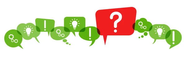 Green Speech Bubbles Red Question Mark Symbolizing Questioning Problem — Stock Vector