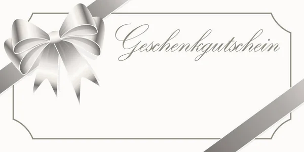 Eps Vector Illustration Gift Voucher Text German Silver Colored Satin — Stock Vector