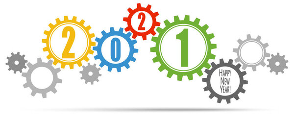 Векторный файл eps с кооперационными передачами разных цветов для поздравления с Новым 2021 годом