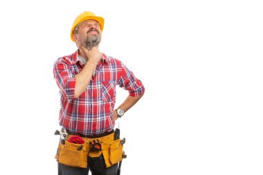 Hasta Oluşturucusu tarafından soğuk neden boğaz ağrısı veya beyaz arka plan üzerinde izole gribi olarak boyun dokunmadan