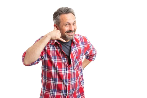 Homem amigável fazendo me chamar de gesto — Fotografia de Stock