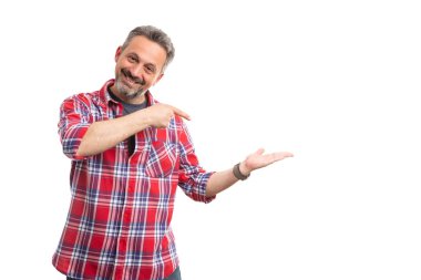 Avuç içinde copyspace işaret adam