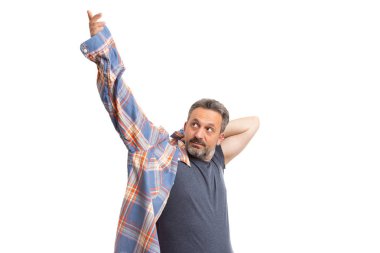 Ekose gömlek giyen adam.