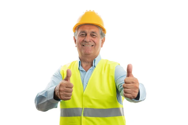 Builder showing double like gesture — Stock Photo, Image