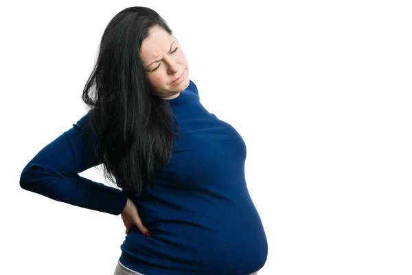 Futura Mamma Sensazione Mal Schiena Isolato Sfondo Bianco Come Concetto — Foto Stock