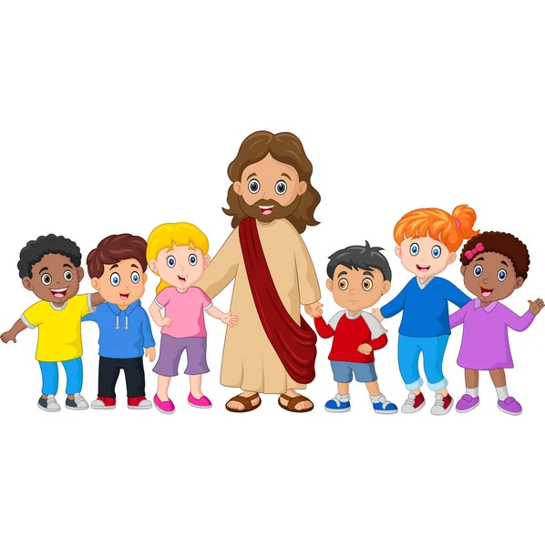 Дети Иисусом Христом — стоковый вектор