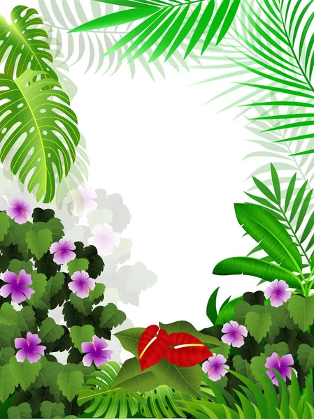 Jungle Tropicale Sur Fond Blanc — Image vectorielle