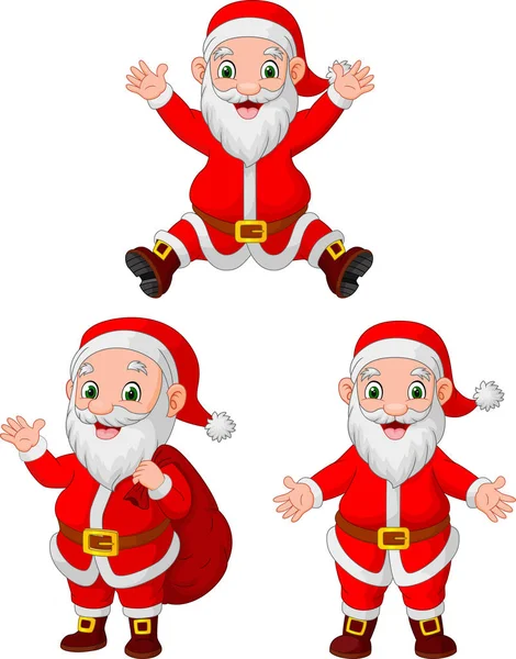 Juego Colección Santa Claus Dibujos Animados — Vector de stock