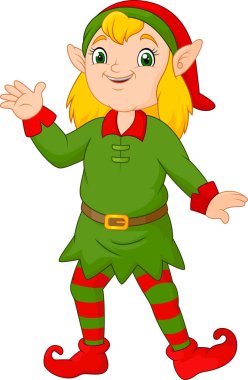 Noel kız elf sallayarak çizgi film