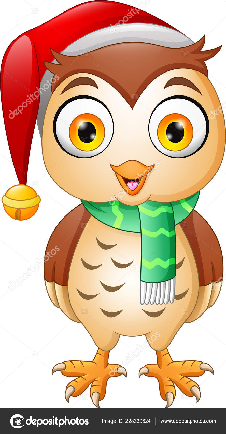 Cartoon Cute Christmas Owl Stock Vector C Idesign2000 228339624