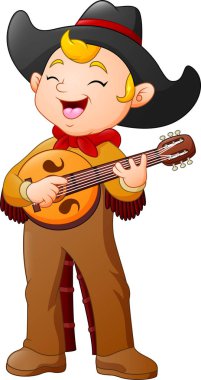 Çizgi film kovboy gitar çalmak