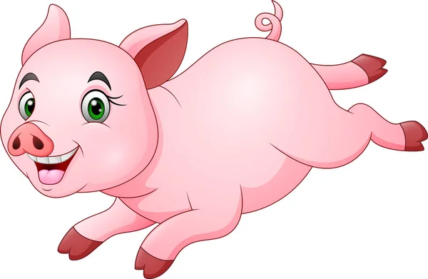 动画片愉快的猪奔跑 — 图库矢量图片