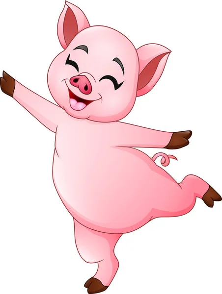 Cartoon Little Pig Dancing — Stock Vector