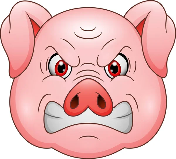 Wütende Schweinekopf Karikatur Maskottchen — Stockvektor