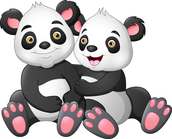 Cute Panda Couple Love — Stock Vector