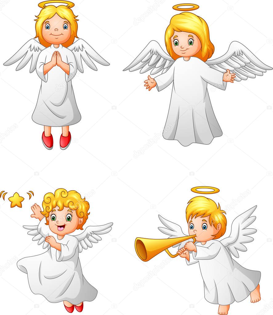 Cartoon angels collection set