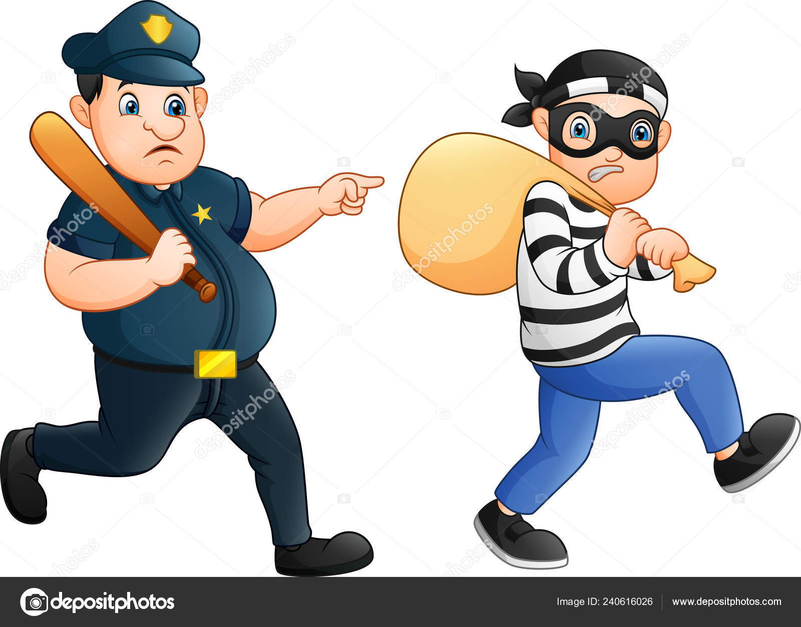 Policeman Tries Chase Thief Stock Vector Image by ©idesign2000 #240616026