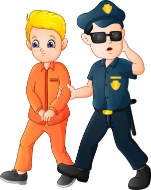 Çizgi film polis memuru ile bir mahkum