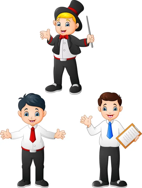 Young Male Cartoon Diffrent Professions — Stock Vector