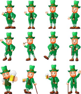 Karikatür leprechaun farklı pozlar ayarlayın