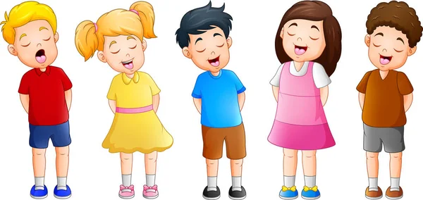 Cartoon Gruppe Von Kindern Singt Gemeinsam — Stockvektor