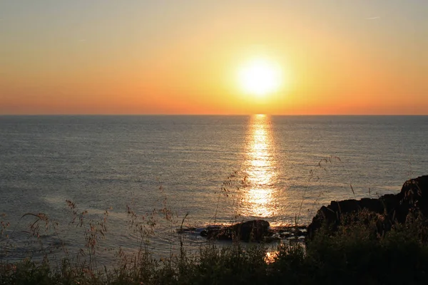 Romántico Amanecer Sobre Costa Del Mar Negro Bulgaria — Foto de Stock