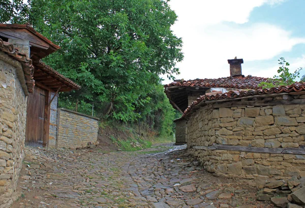 Zheravna genel görünümünü, onun yeniden canlanması için bilinen Bulgaristan'da otantik eski köy evleri