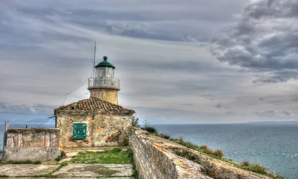 Ilha Corfu Grécia Farol Antiga Fortaleza — Fotografia de Stock