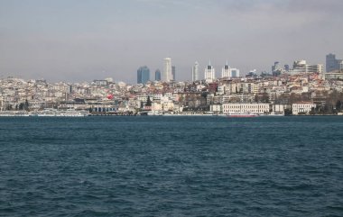İstanbul'un pitoresk kasabasının Genel görünümü Boğaziçi'nden alındı 