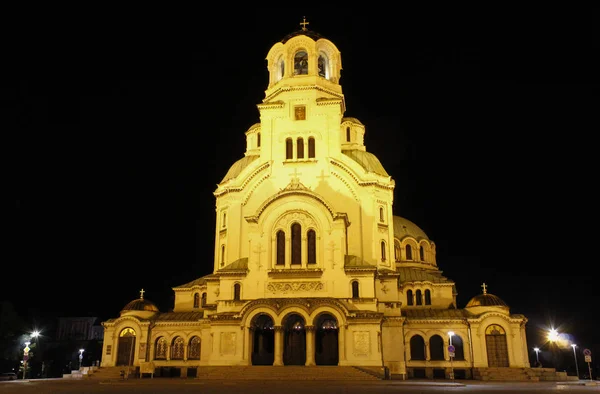 Alexander Nevsky Cathedral Night Sofia Bułgaria — Zdjęcie stockowe