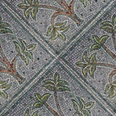 İç tasarım veya mat boyama için seamless modeli dekor mozaik kahverengi ağaç ve yeşil yaprakları