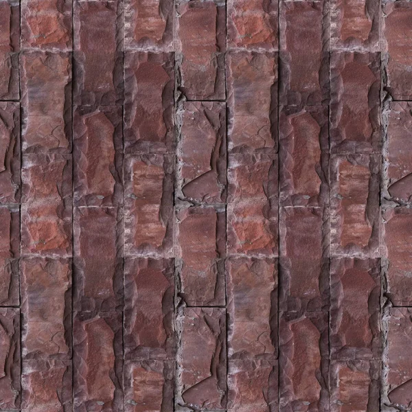 Nahtloses Muster roter Mauer aus Natursteinsteinen. — Stockfoto