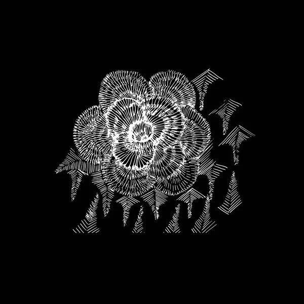 Eine Illustration einer psychedelischen Blume. die gute Idee für die Dekoration von etwas. Kreide auf einer Tafel — Stockvektor
