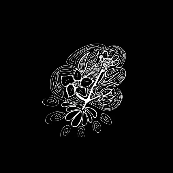 Une illustration d'une fleur psychédélique. La bonne idée pour la décoration de tout. Craie sur un tableau noir — Image vectorielle