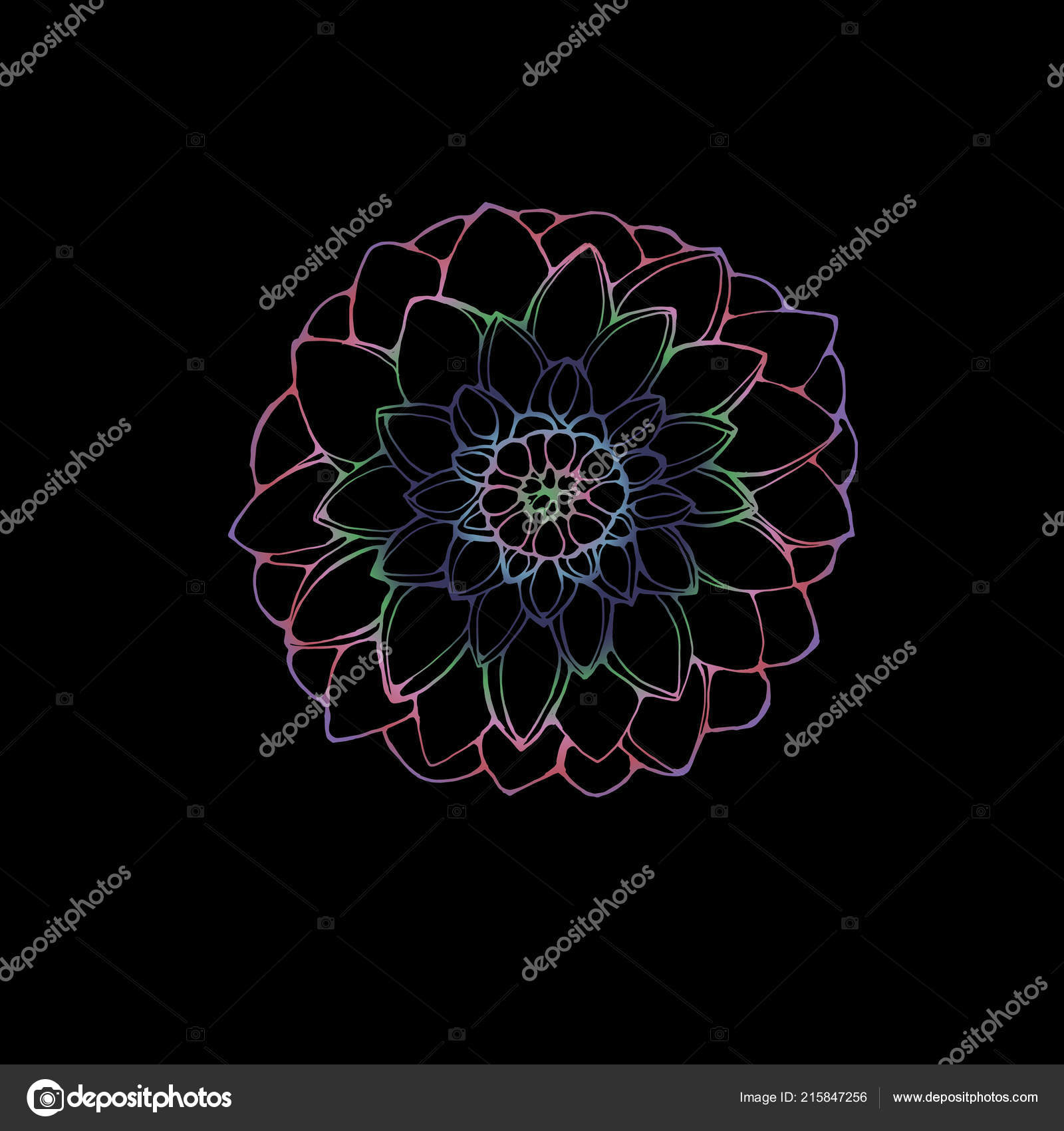 Color Picture Dahlia Flower Idea Tattoo Stock Vector C Alexandracosmoss 215847256