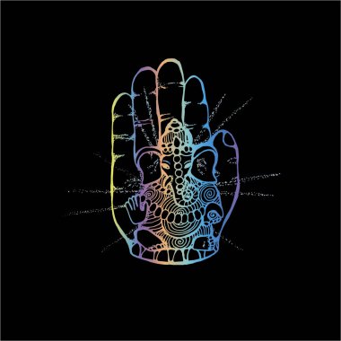 Bir fil ganesha, bir Hindu tanrısı Neon Illustration. Çizim rengi