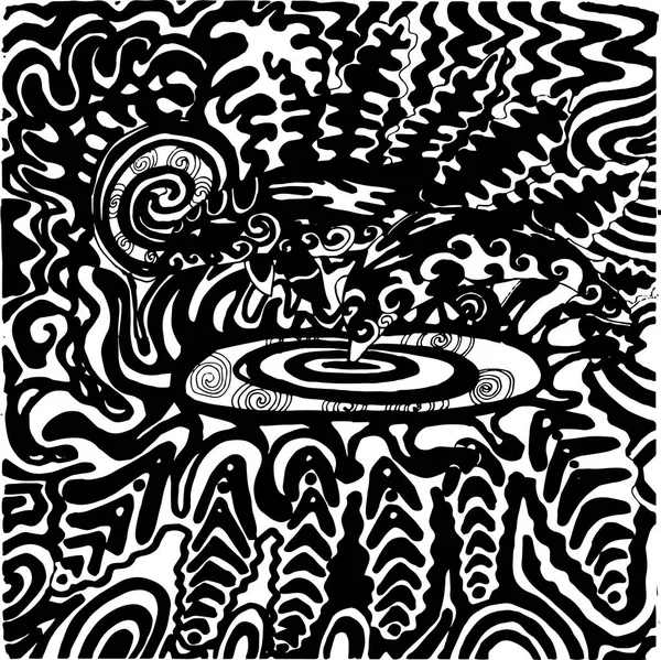 Illustration von Delfinen auf psychedelischem Hintergrund. Idee mit T-Shirt-Druck. — Stockvektor