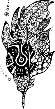 Maya geleneğin tüy tarzı ile illüstrasyon.