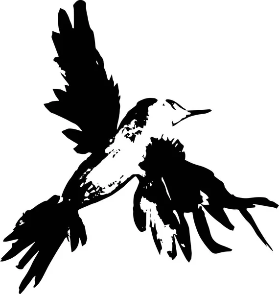 Ilustração de um pássaro voador. Torta ou corvo, feita a tinta . —  Vetores de Stock