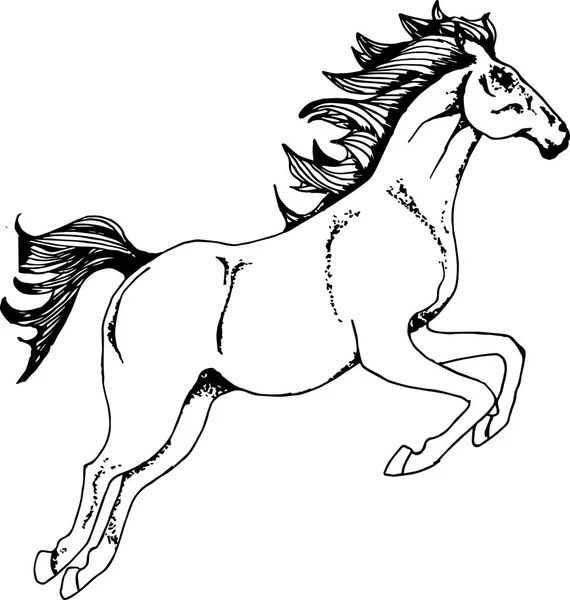 Bild mit einem galoppierenden Pferd. Lauftier-Tätowierung. — Stockvektor