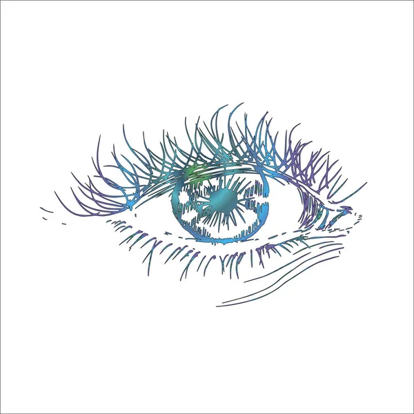 Ilustración de neón a color con ojo en el estilo de eclosión. Una idea para un tatuaje . — Vector de stock