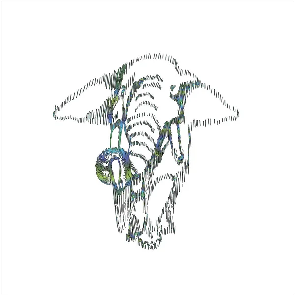 Illustrazione di un elefante che cammina, realizzata nello stile della schiusa . — Vettoriale Stock