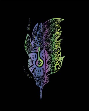 Maya geleneğin tüy tarzı ile illüstrasyon.