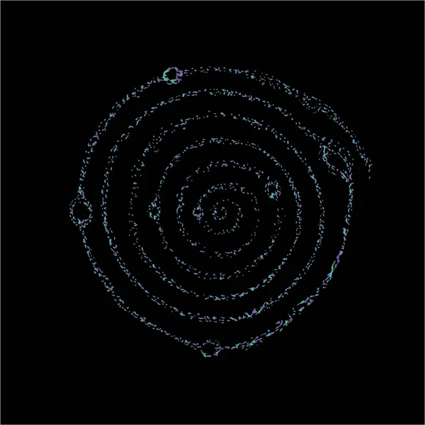 Illustrazione al neon a colori della spirale cosmica della galassia e dei pianeti in essa contenuti è simbolica . — Vettoriale Stock