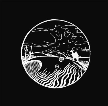 Bir kumul bir deveye deseni. Dövme fikir. Bir tahtaya tebeşir.