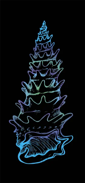 Illustration des coquilles couleur. Dessin d'une maison d'escargot. Idée de tatouage . — Image vectorielle