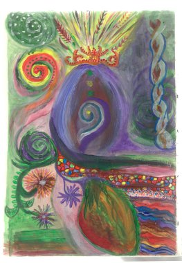 Psychedelic portalın renkli illüstrasyon. Sihirli kapılar, süsler.